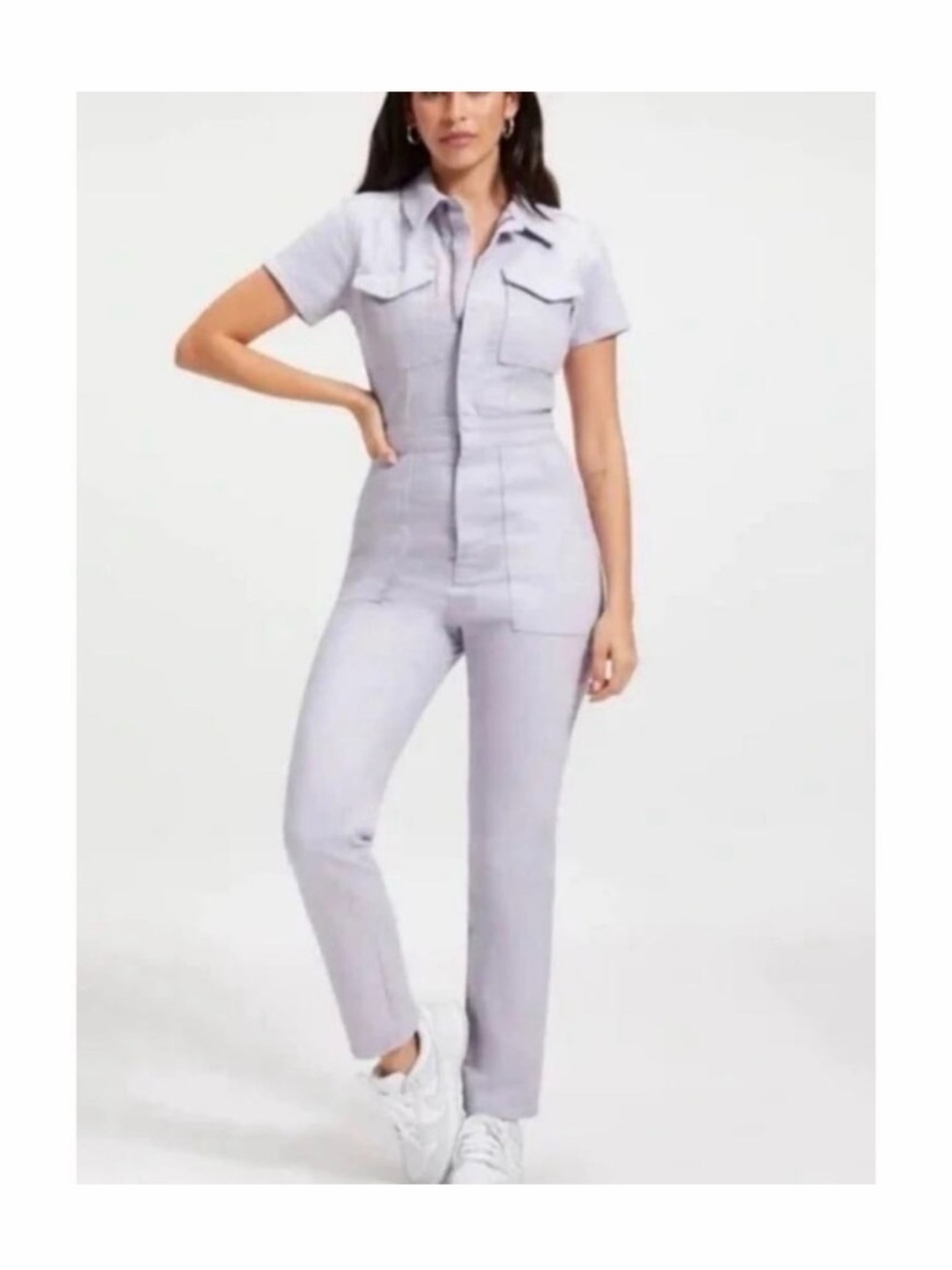 Good American Fit for Success Stretch Cotton Twill Jumpsuit